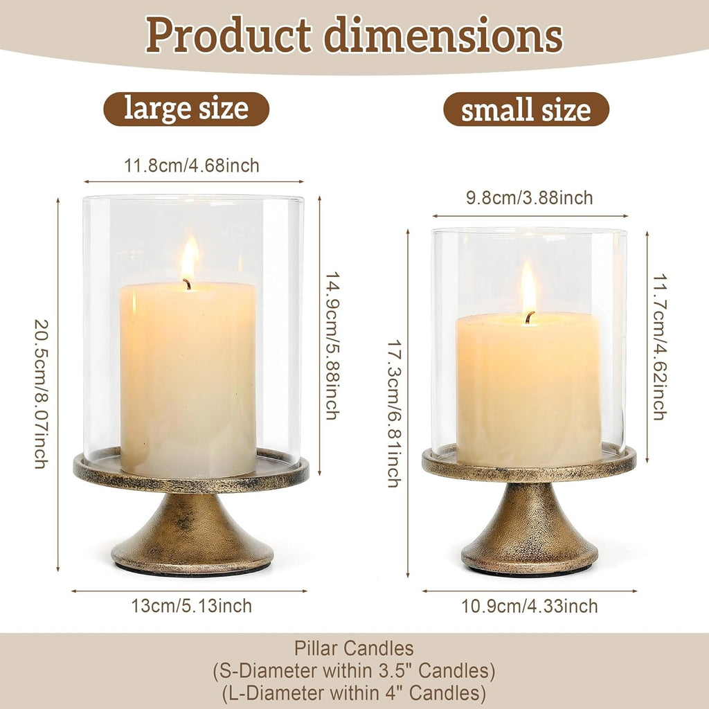 Glass Hurricane Candle Holder Set