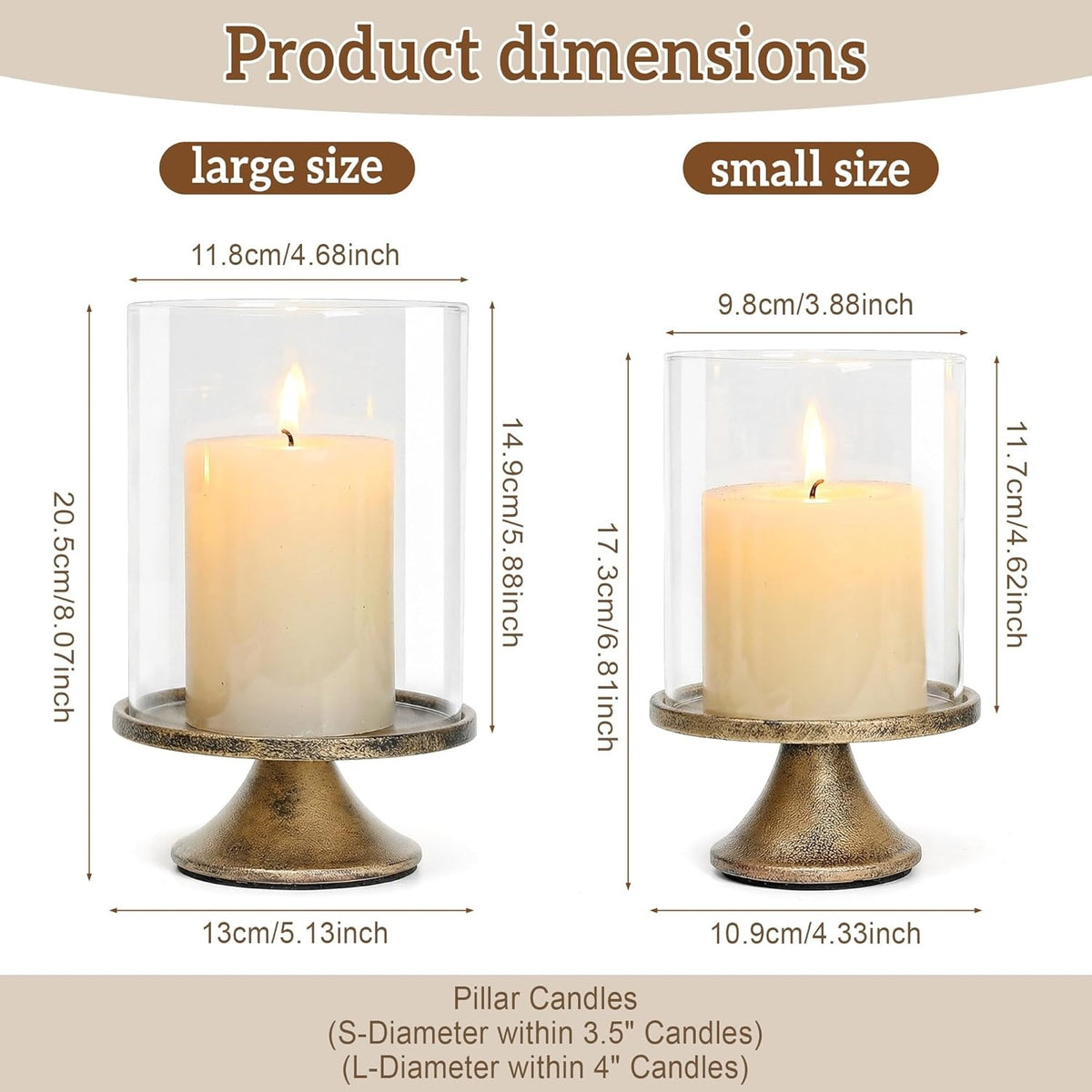 Glass Hurricane Candle Holder Set